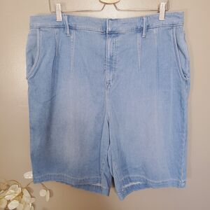 Lane Bryant Bermuda Shorts Womens Size 18 Blue Flex Magic Waistband Straight Fit